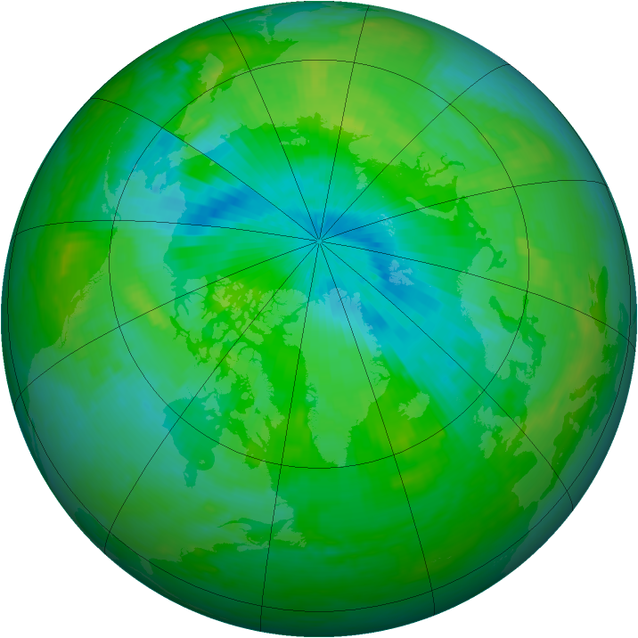 Arctic ozone map for 13 August 1984
